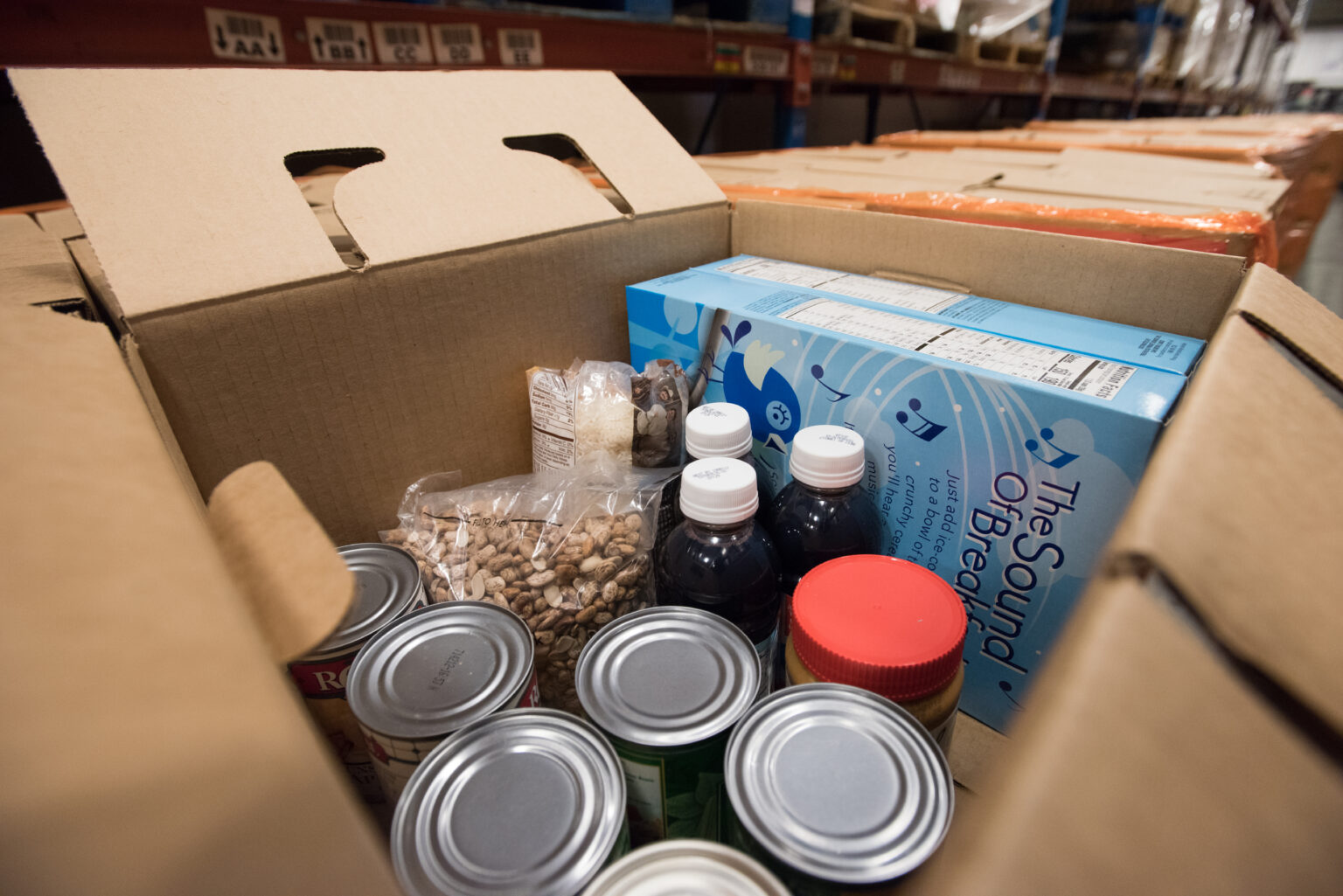 Pallets of USDA Emergency Food Assistance Program (cc: public domain)